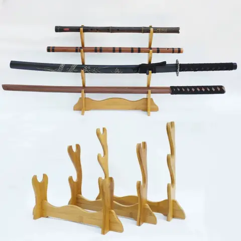 4-laags standaard Katana plank houten vloer zwaard display ondersteuning houder Japanse Katana Samurai sabel opbergrek huisdecoratie