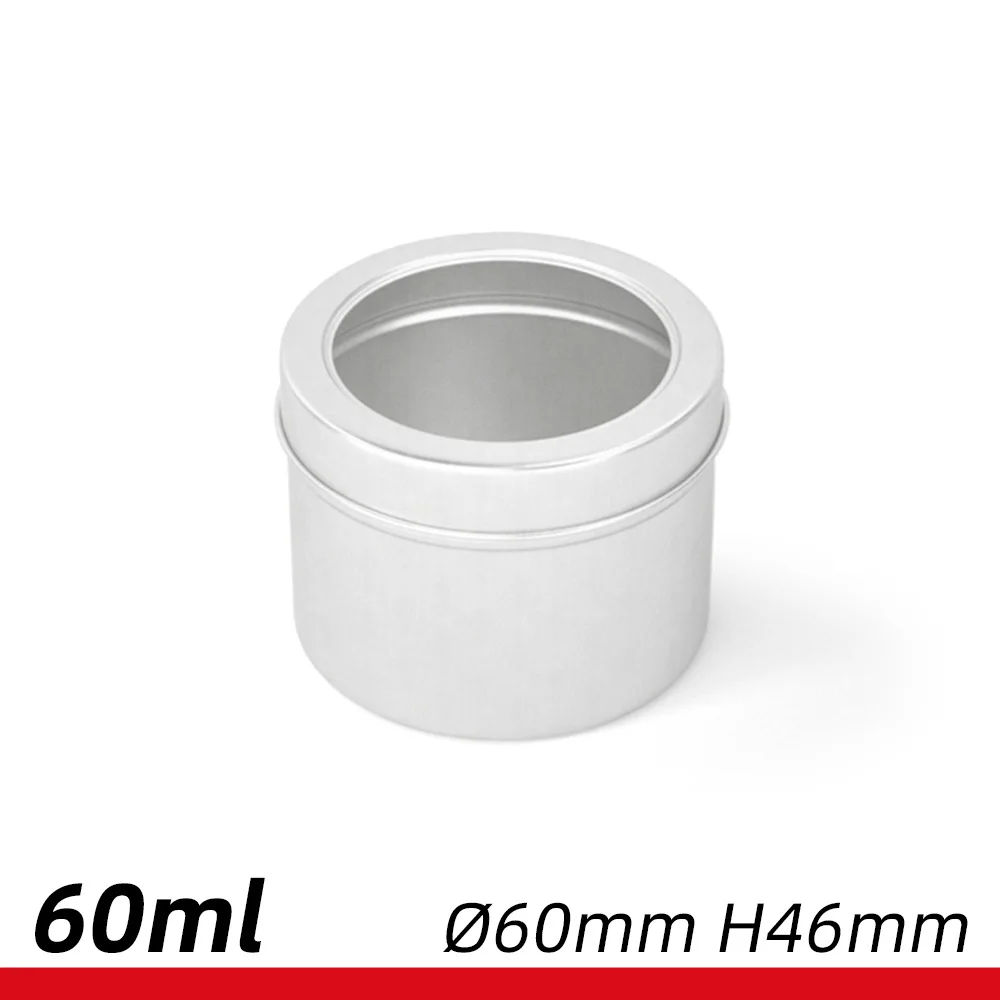 

60ml Window Twist Lid Cover Medium Candle jar Tin 2oz Slip Slide lid Empty Tin Containers Aluminum Box Round Steel Can Jar 60g