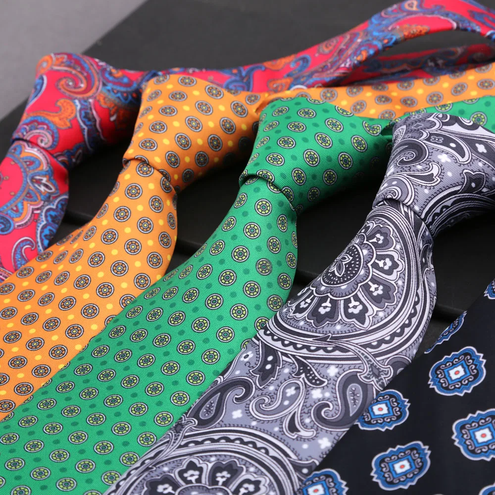 New Design Necktie For Men Silk Touch Soft Blue Red Yellow Polka Dot Floral Ties Fit Wedding Party Business Office Accessories