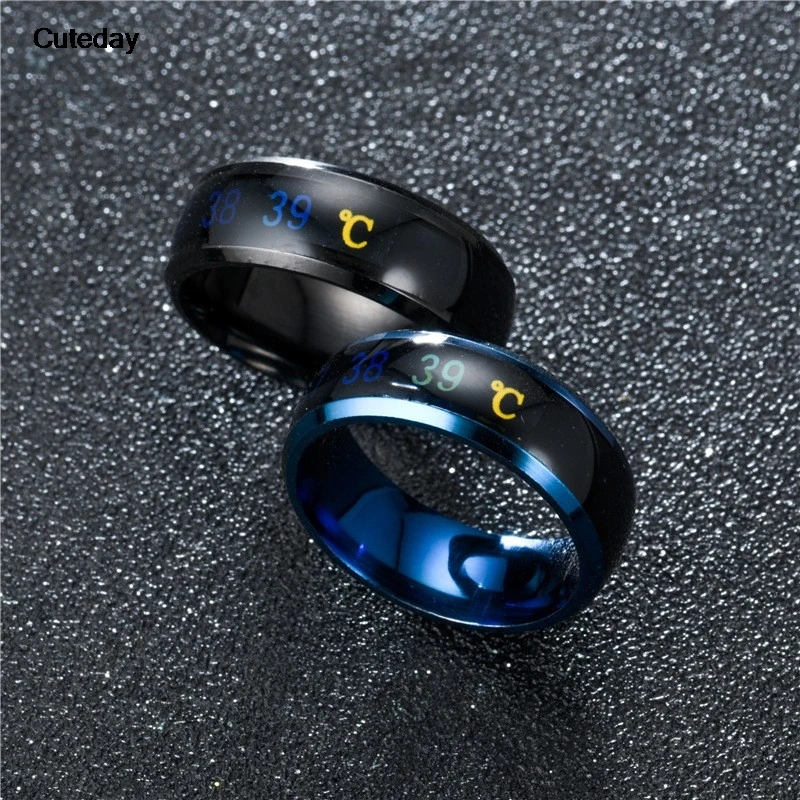 Temperature Ring Titanium Steel Mood Emotion Feeling Intelligent Temperature Sensitive Rings for Women Men Waterproof Jewelry