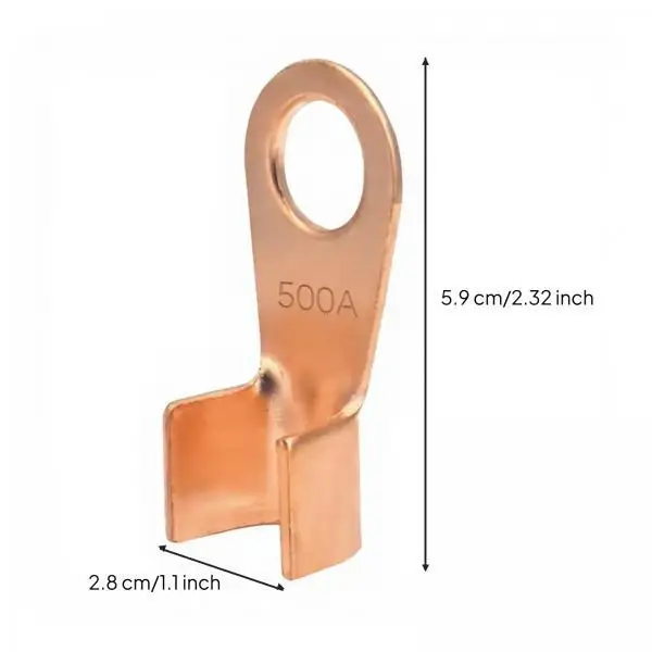 Copper Terminal Solid Brass Open Barrel Wire Lug Easy Crimp Solder Ring Connector for Automation and Home