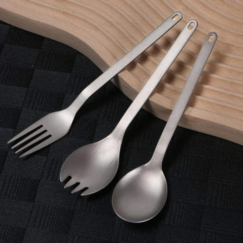 

Pure Titanium Outdoor Tableware Camping Set Fork Spoon Salad Fork Portable Equipment Equipment Picnic Accessories New Gift Tool