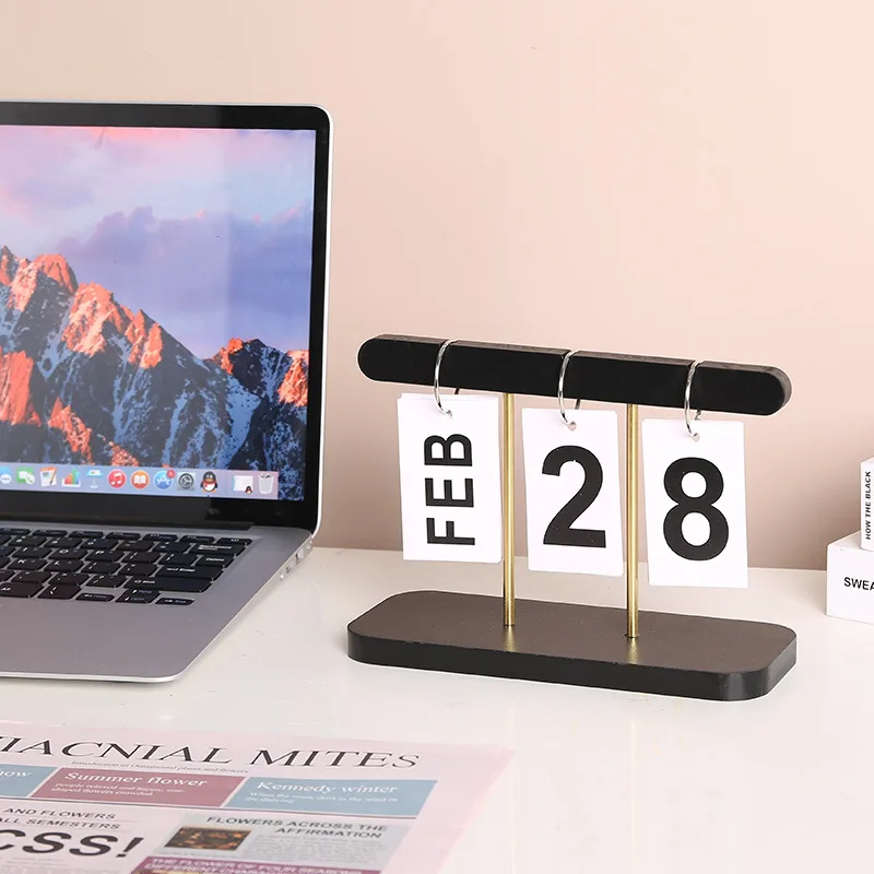 Modern Simple Wooden Calendar Flip Page Listing Perpetual Calendar Bedroom Desk Decorated With Holiday Gifts Desk Calendar