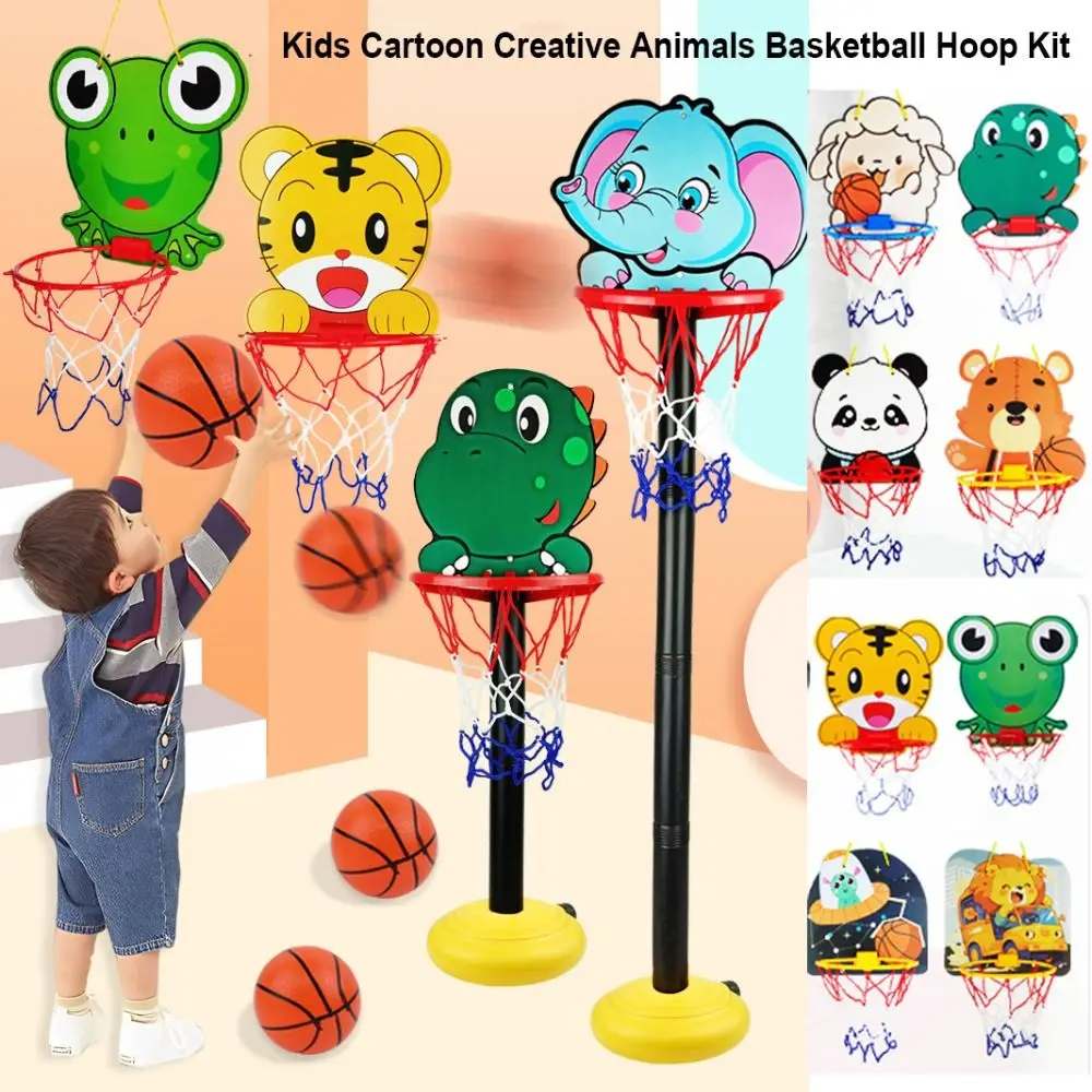 Kit canestro da basket per bambini genitore-figlio, 10 stili, animali in plastica, supporto da basket, regalo, da appendere, per freccette