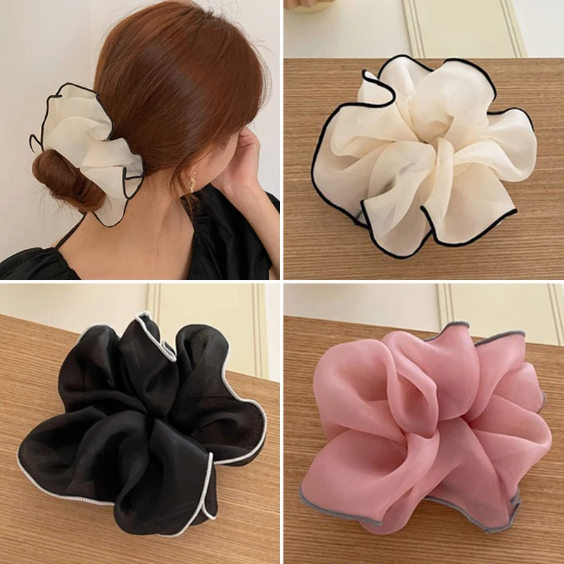 Summer Organza Silk Scrunchies Elastic Hair Bands for Women Fashion Hair Rope Ponytail Holder Ties Girl Hair Accessories