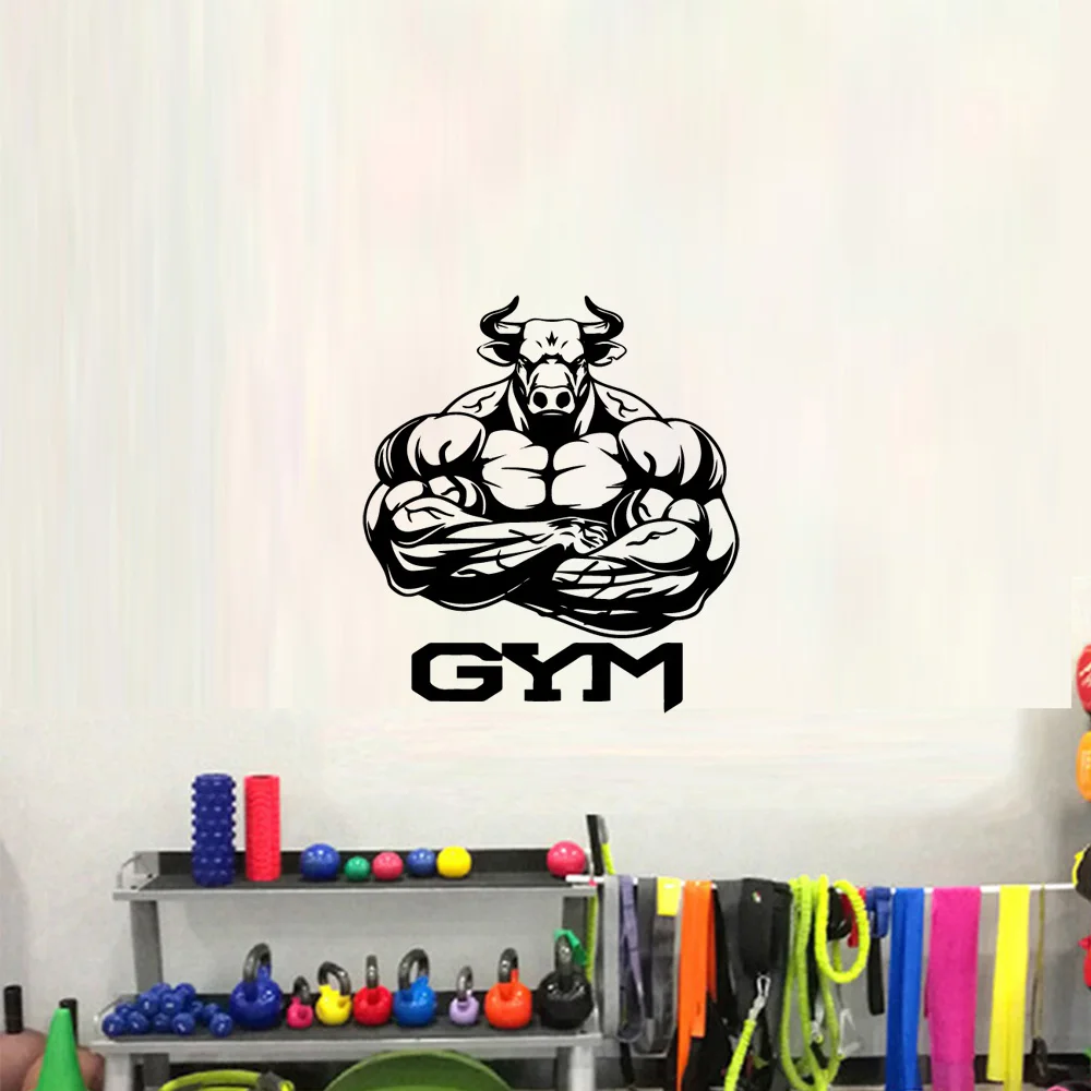 

1 pc nice Cattle warrior training Wall Sticker Vinyl Art gym Decoration Accessories Decor Wall Stickers Waterproof Wallpaper