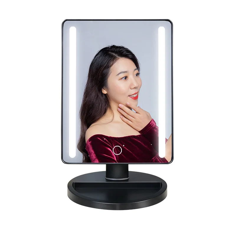 Missmeeca Desktop LED 180 Degree Mirror With Adjustable Brightness Smart Sensor Swith Mirror With Storage Space Make UP Mirror