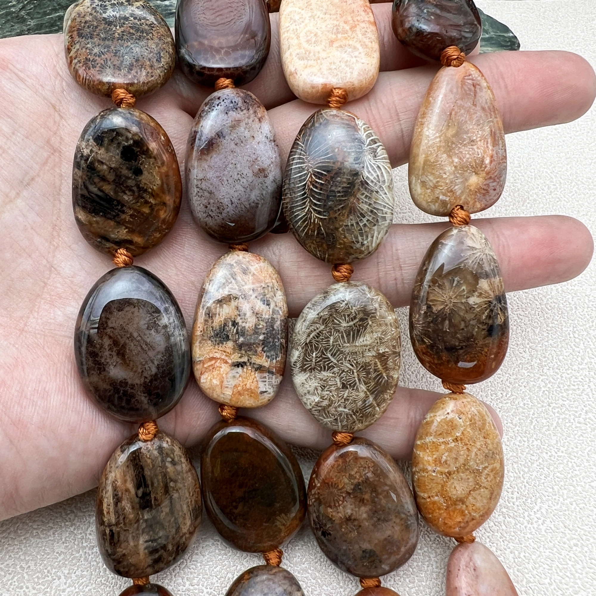 

Large Irregular Natural Brown Coral Jaspers Chrysanthemum Stone Slice Beads Focus Pendant For DIY Jewelry Making