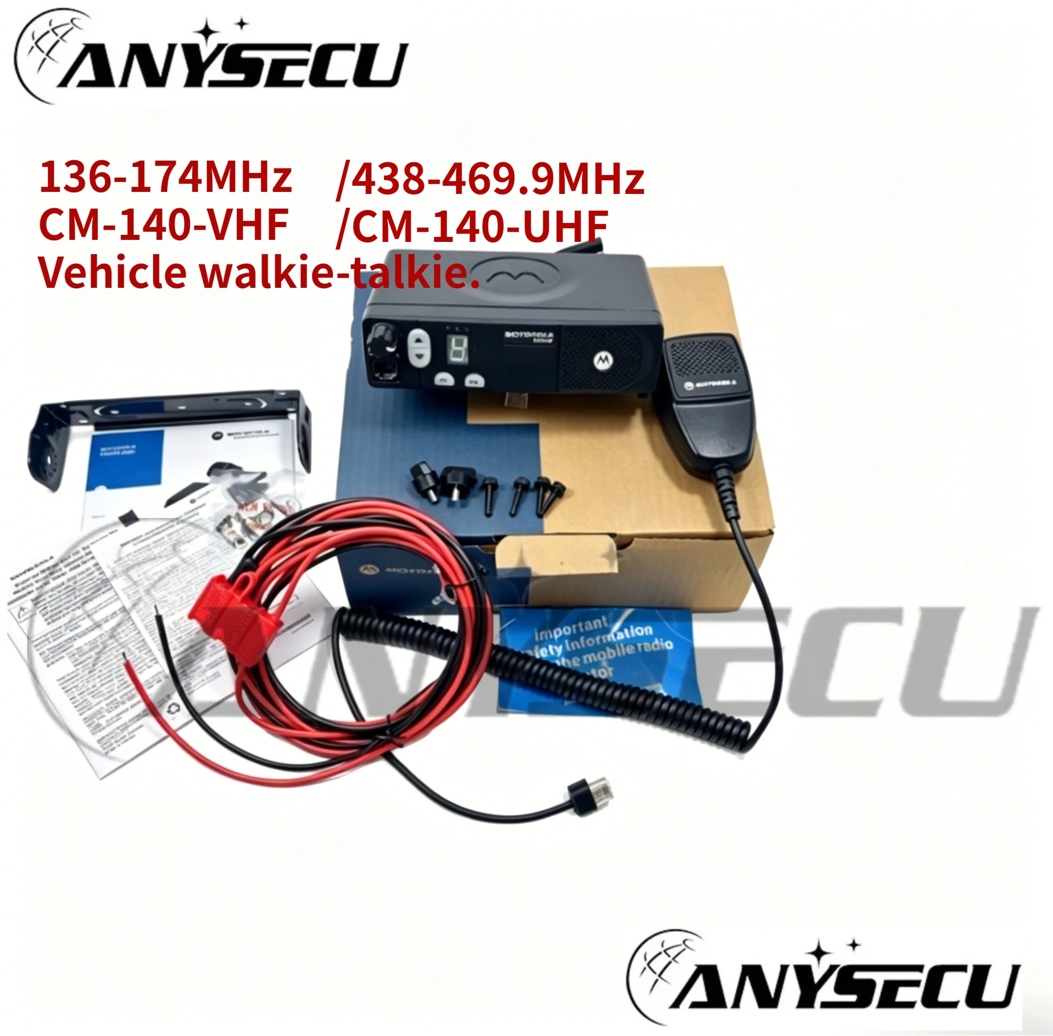 Anysecu CM140 EU GM338 Vehicle Radio,136-470MHz VHF/UHF,MDC1200 Quick Call II Supported,IP54 Industrial Grade Mobile Transceiver