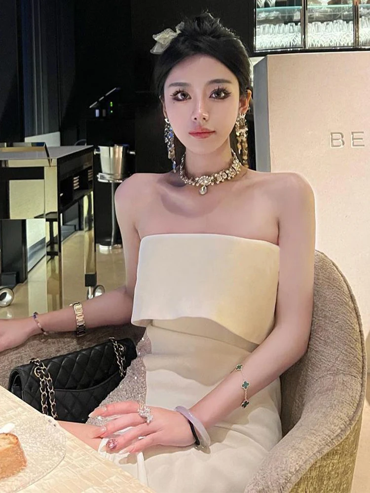 Vestido e branco para dama de honra, cintura alta, fenda longa, saia longa, vestido para festa de aniversário e noivad...