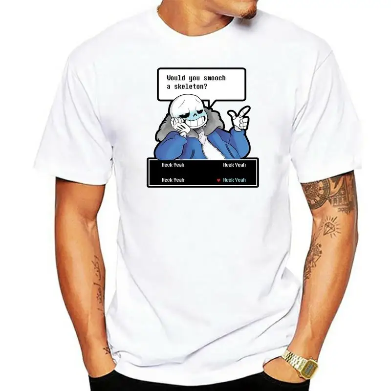 

Undertale Men T Shirts Would You Smooch A Skeleton Novelty 100% Cotton Short Sleeve Tees Crew Neck T-Shirts Plus Size Clothes