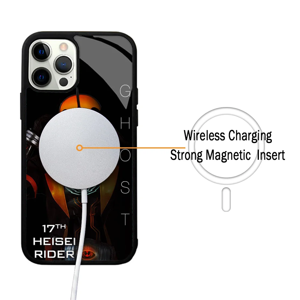 Masked Rider Kamen Rider Phone Case For IPhone 11 12 13 14 15 Plus Pro Max Mirror Acrylic Cover For Magsafe Wireless Charging