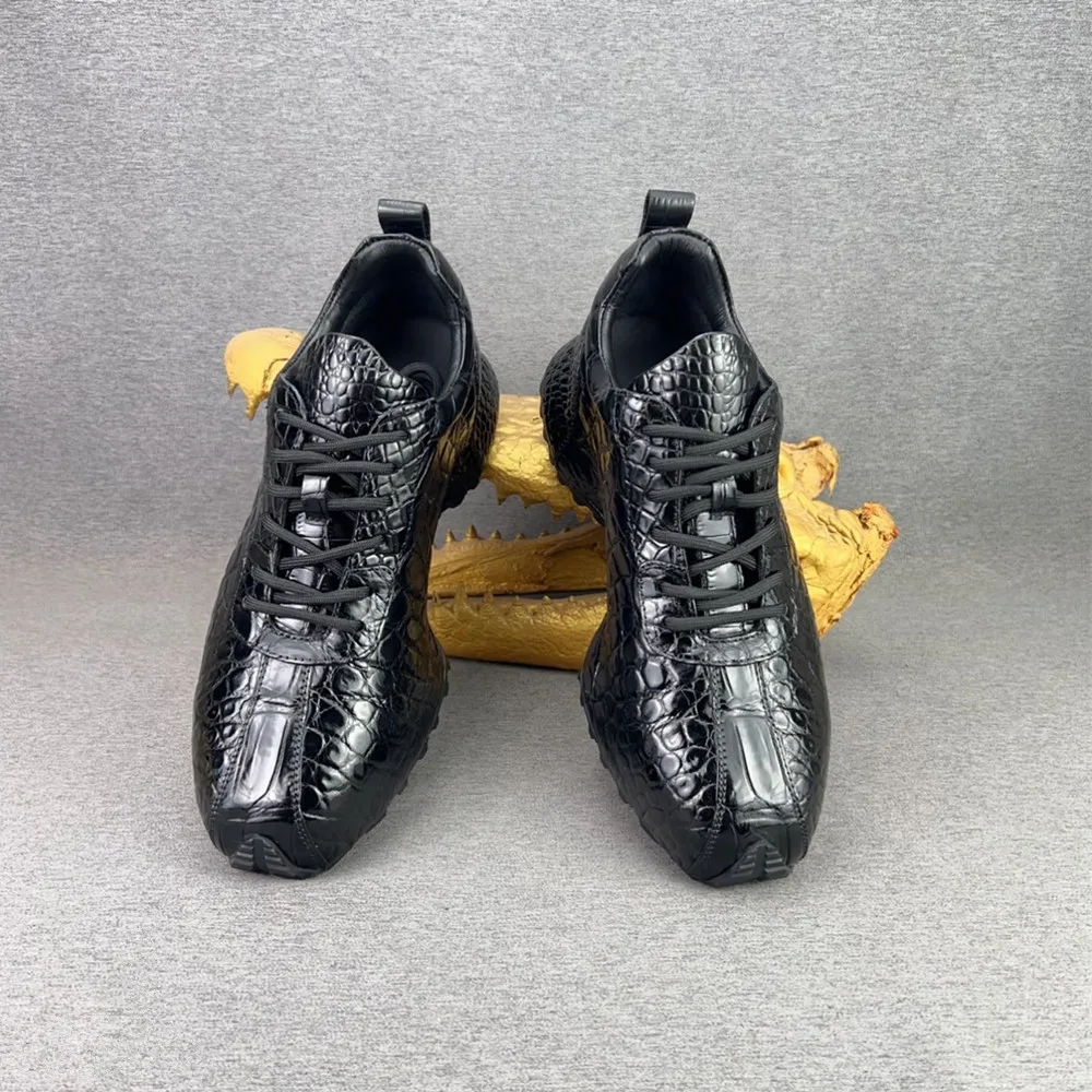

2026 new authentic crocodile leather men's casual shoes real crocodile leather men's lace-up sneakers designer men's shoes