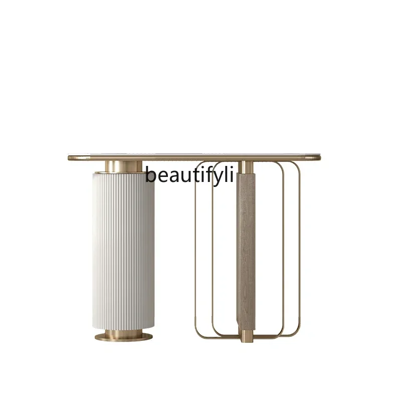 

Affordable Luxury Style Console Modern Minimalist Side View Italian Minimalist Stone Plate Aisle Corridor Entrance Cab