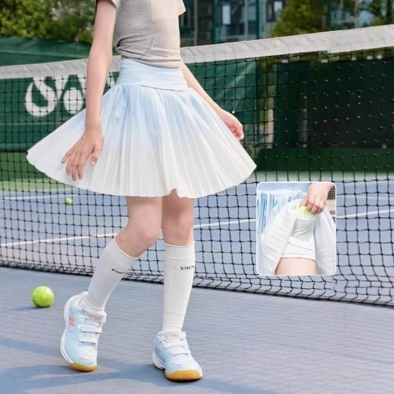 Girls Pleated Tenis Skirt Gradient Athletic Skorts with Built-in Shorts Quick-Dry Gym Golf Skirt Pocket Teen Sports Casual Wear