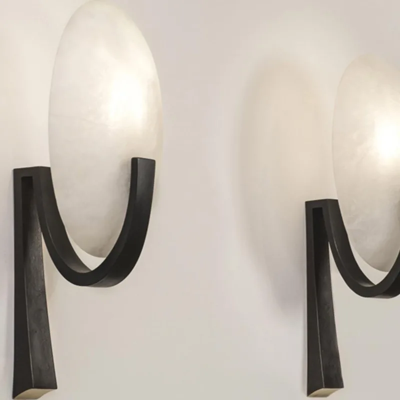 Background wall wall lamp, French aisle bedroom bedside marble wall lamp