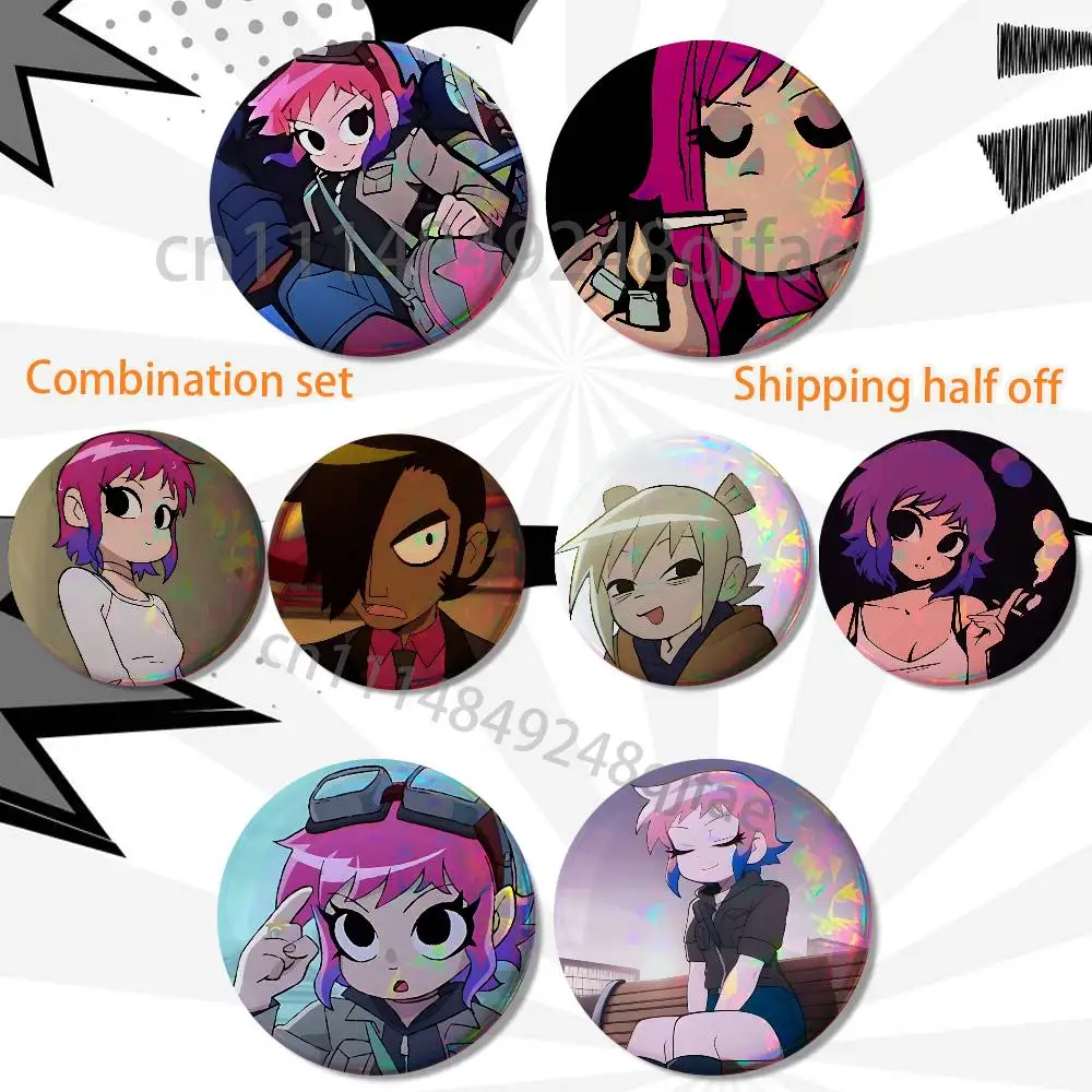 Ramona Flowers Roxie Richter Matthew HD Print Round Lapel Pins Pretty Derby 2 piece set Round Display Brooches Brooch Badges