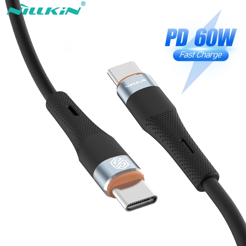 

NILLKIN PD 60W USB C Cable Type C To Type C Fast Charging Cable For Samsung Xiaomi Huawei POCO liquid Silicone Cable