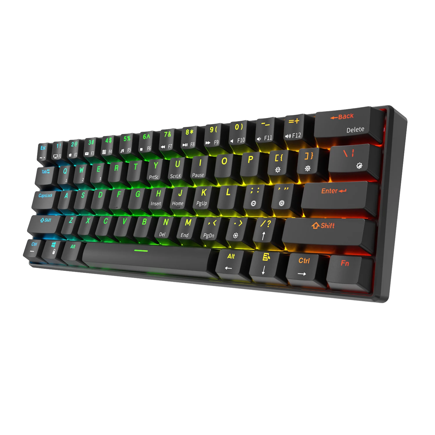 Royal Kludge-teclado inalámbrico RK61 para juegos, periférico con Bluetooth, cable USB, diseño 60%, ruso, español, inglés, para PC, Labtop, oficina, con RGB