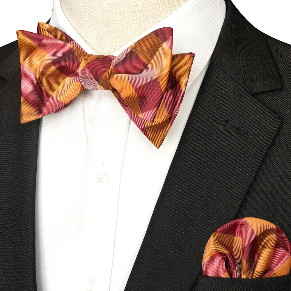 EASTEPIC Gestreifte Fliege für Herren, Einstecktuch-Set, kariertes Accessoire, Paisley-Krawatte, Blumenmuster, gepunktet, reines Schwarz, Abendparty – Detail 11