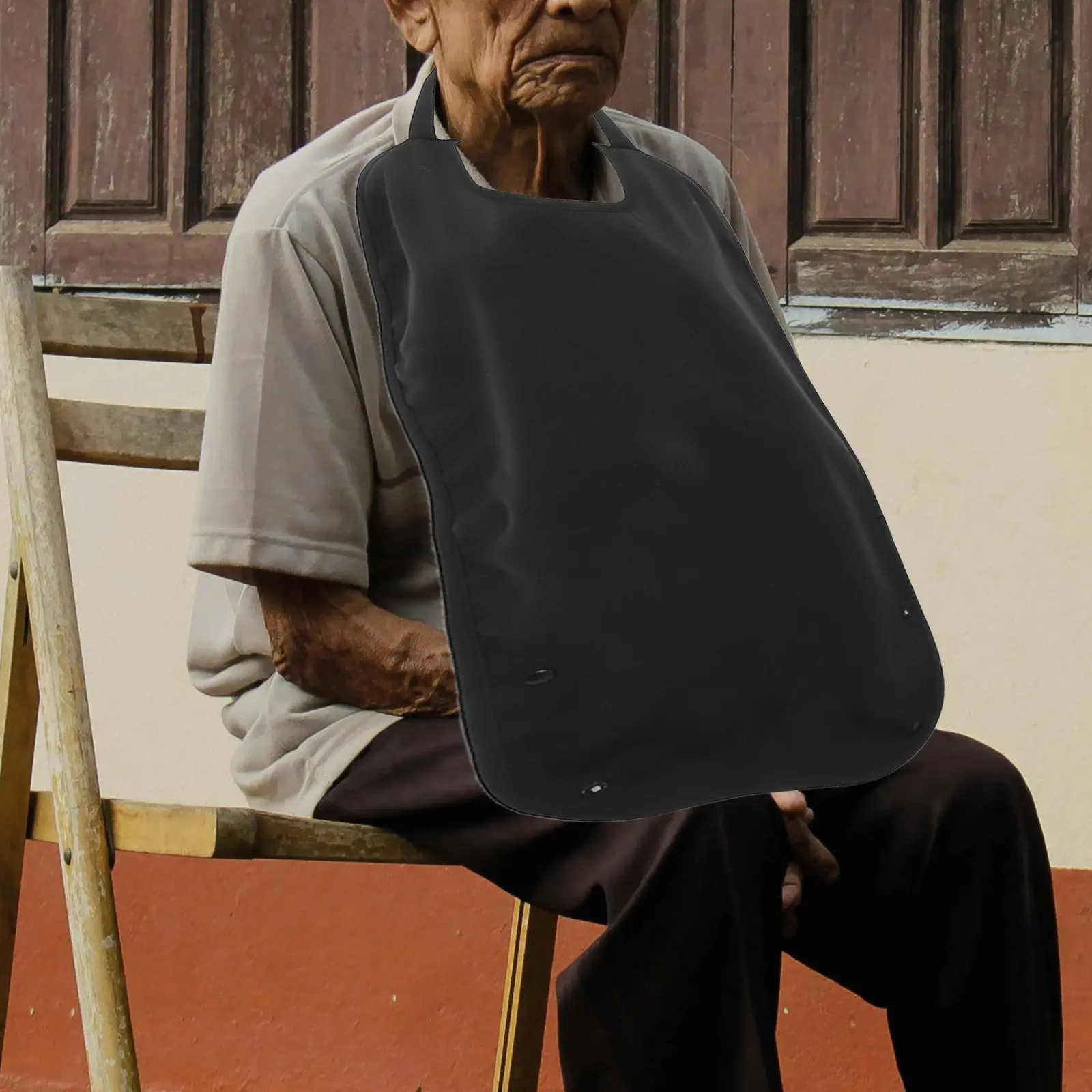 

Водонепроницаемый эластичный нагрудник из полиэстера для взрослых, черный, для защиты одежды от крошек, для пожилых и людей с ограниченными возможностями