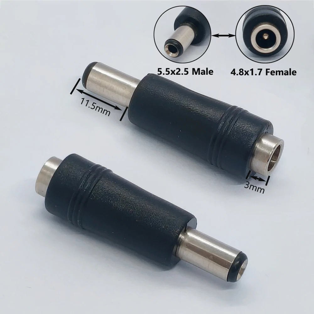5 Stück DC 4,8 x 1,7 mm Buchse auf 5,5 x 2,5 mm Stecker Adapter-Verbinder Stromadapter – Detail 1