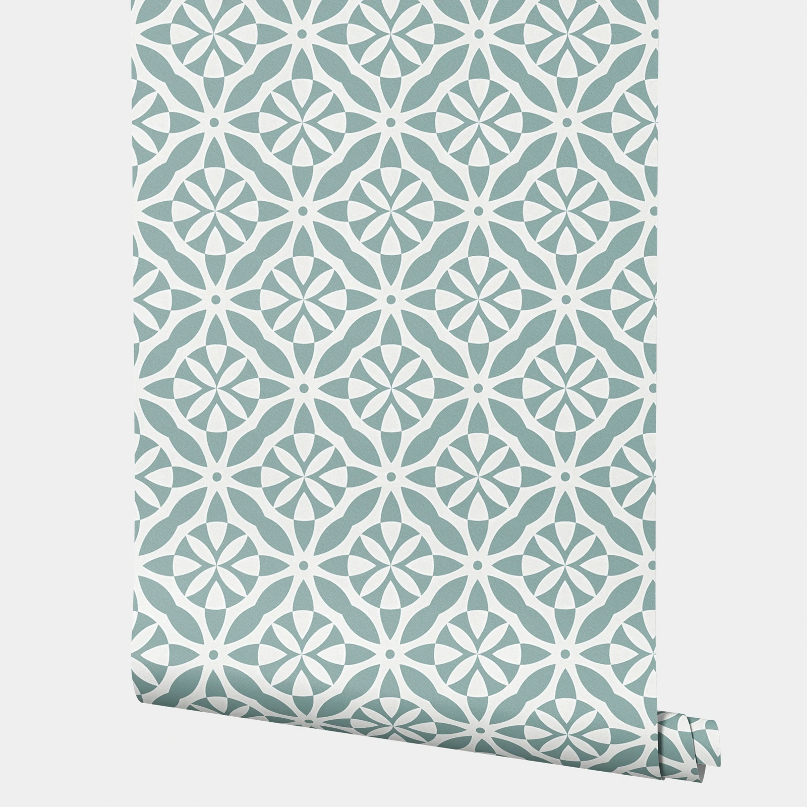 

Элегантные обои с геометрическим цветочным рисунком, роскошные шикарные мятно-белые обои с рисунком для кухни, отслаивающие и наклейте, бумажная роспись