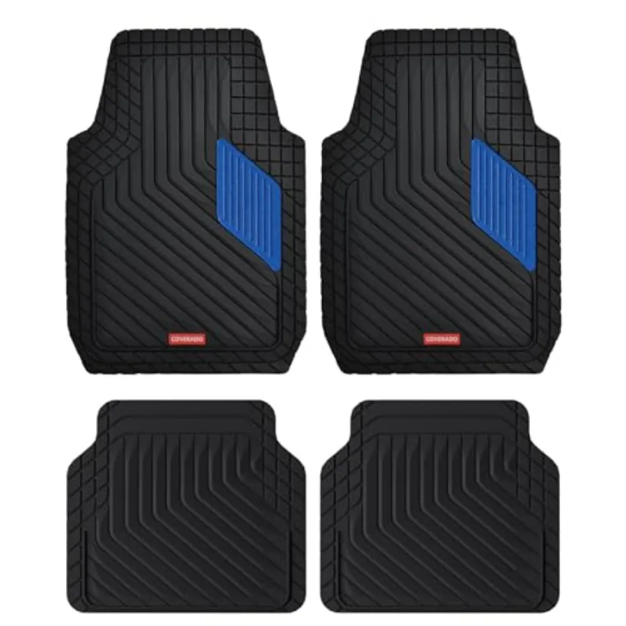 

Car Floor Mats Full Set Heavy-Duty PVC Floor Mats with Metallic Heel Pad, All-Weather Protection for Front and Rear, Non-Slip B