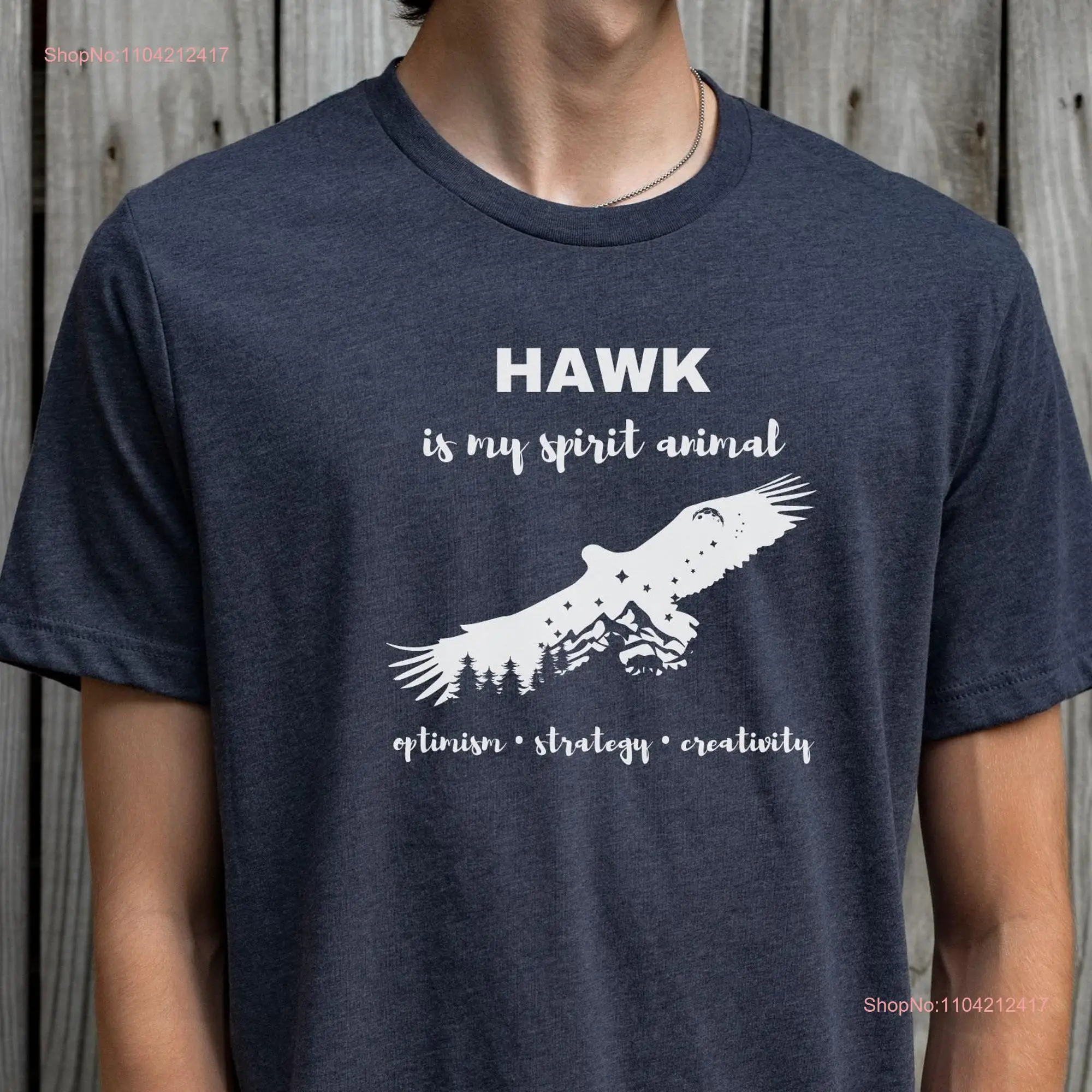 Hawk T Shirt Spirit Animal Symbolism Power Shaman long or short sleeves