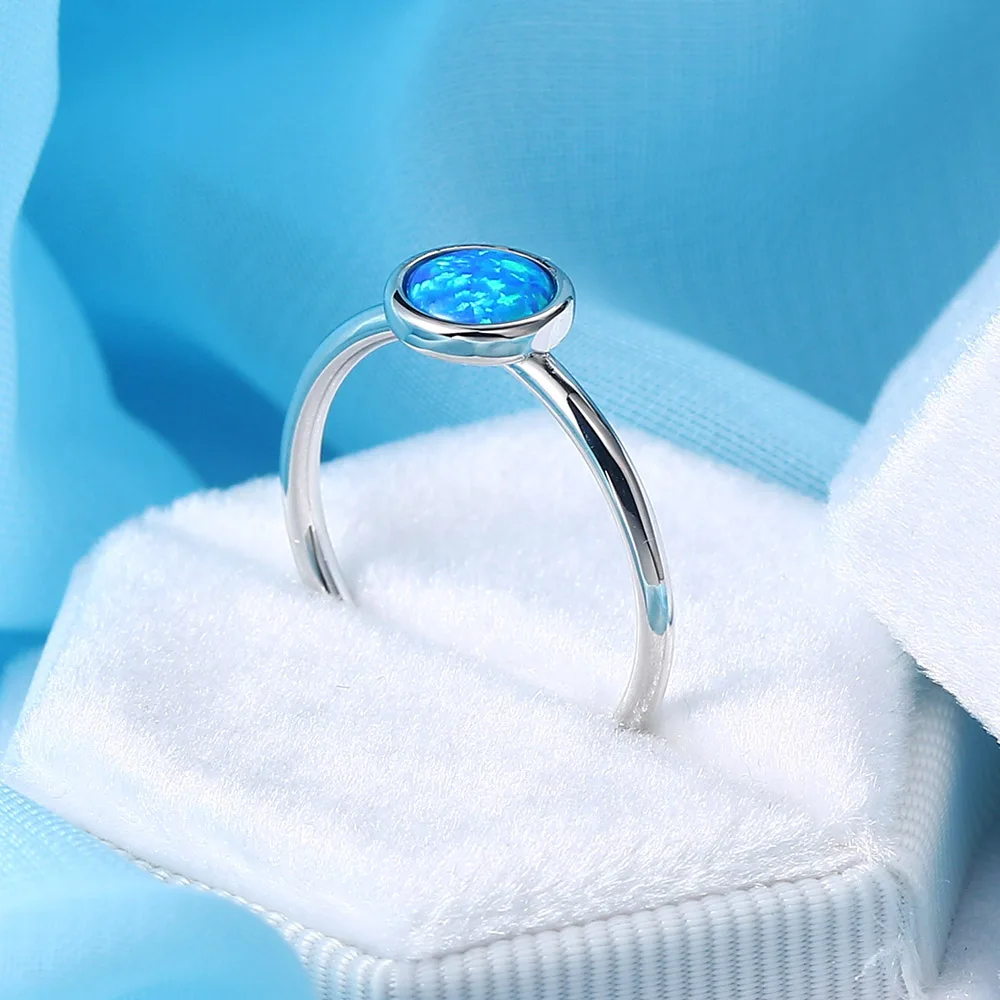 ZHOUYANG Opal Stone Rings For Women Simple Classic Round White Gold Color Party Birthday Gift For Girls Fashion Jeweley DZR032