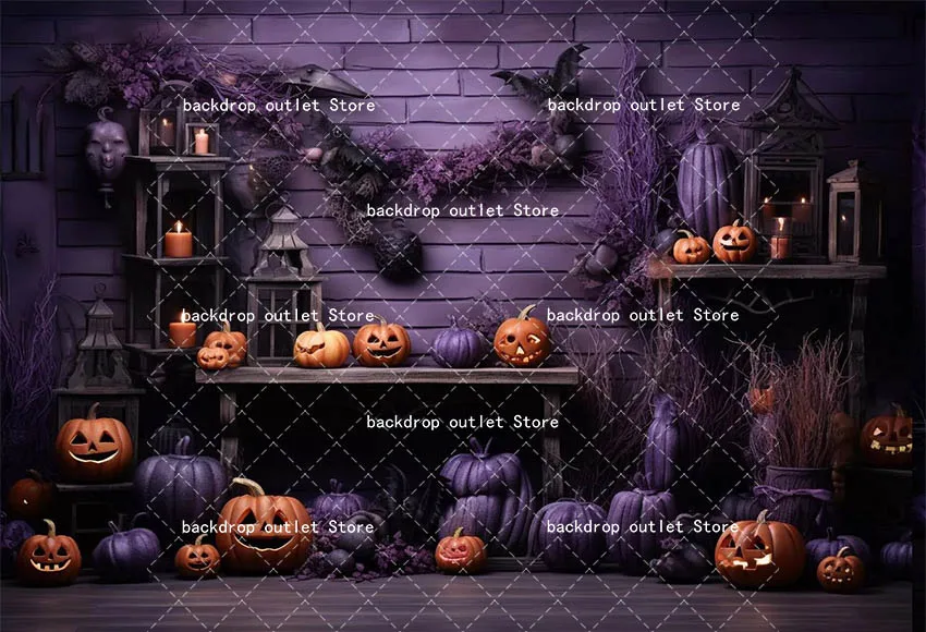 Mehofond outono roxo halloween fotografia cenários horror abóbora família festival morcego vela balão decoração fundo prop