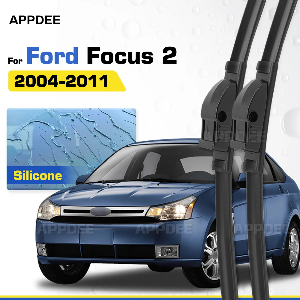 Silicone & Rubber LHD&RHD Front Wiper Blades Set For Ford Focus 2 2004-2011 Coated Windshield Windscreen Window Brushes