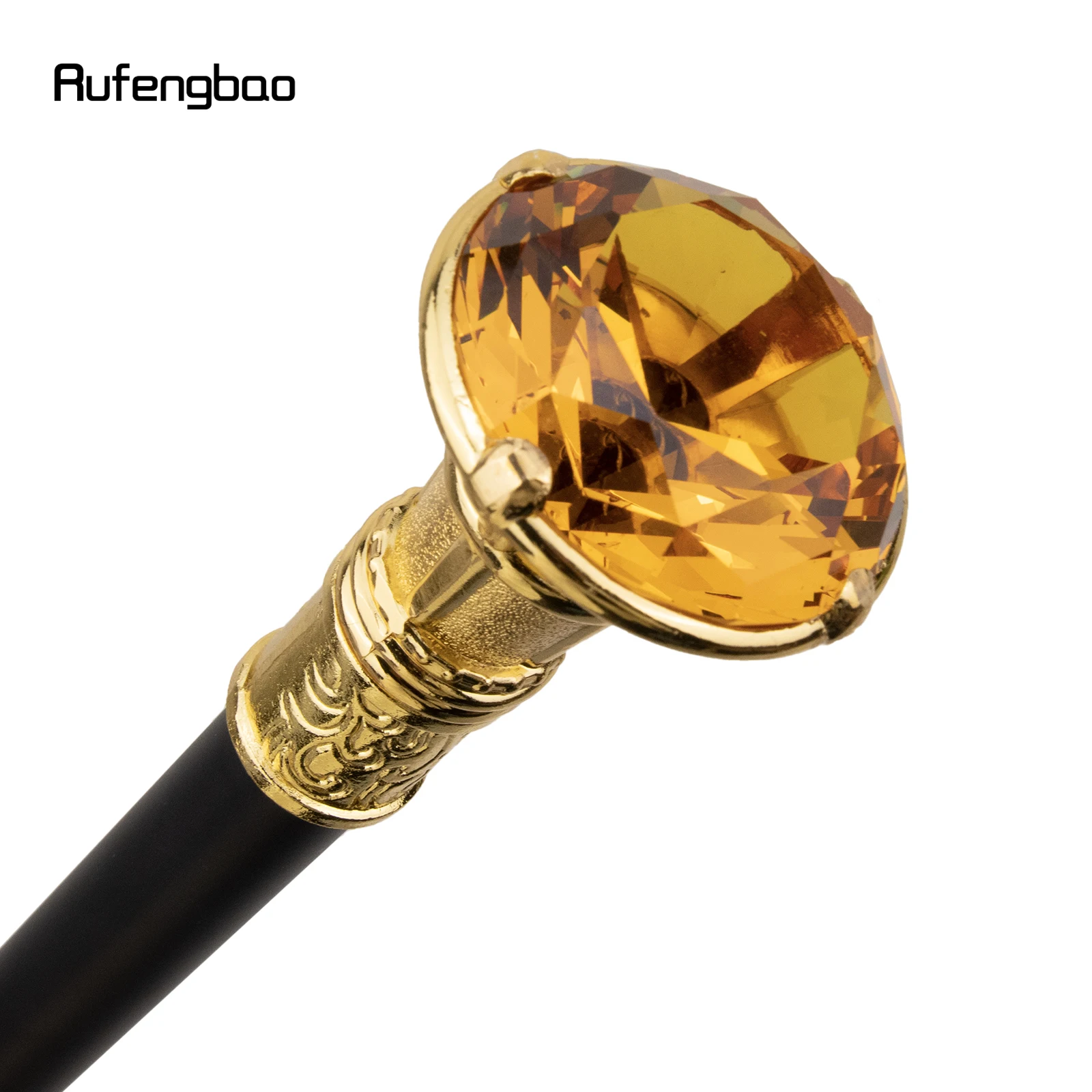 Oranje Diamant Type Gouden Wandelstok met Verborgen Plaat Zelfverdediging Mode Riet Plaat Cosplay Crosier Stick 93cm