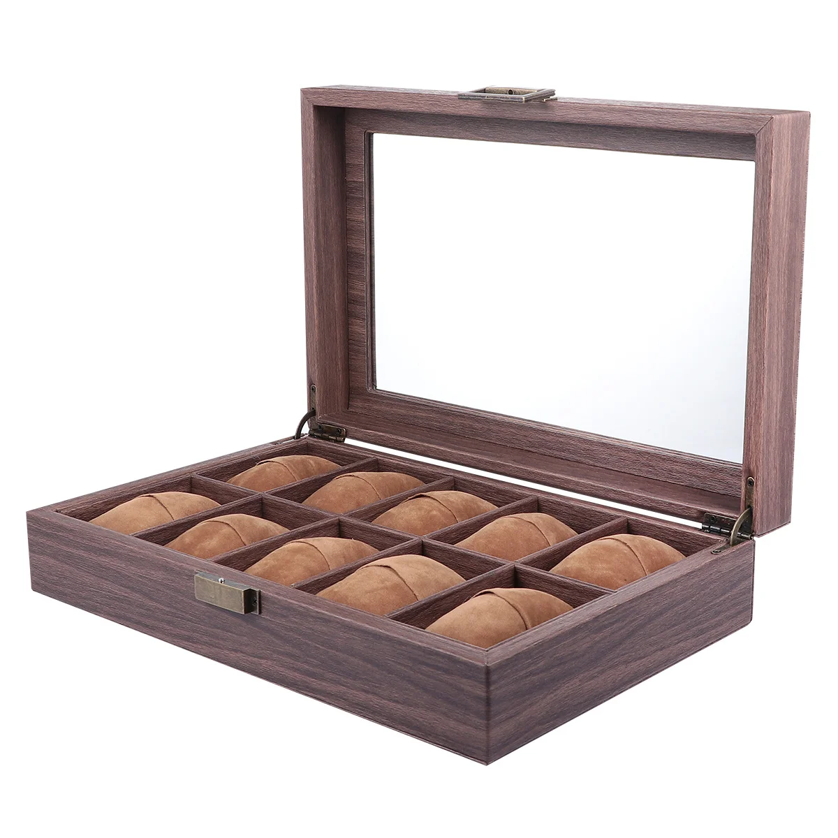 

1Pcs Watch Box PU 10 Slots Watch Case Transparent Cover Jewelry Display Organizer Holder for Collection Storage