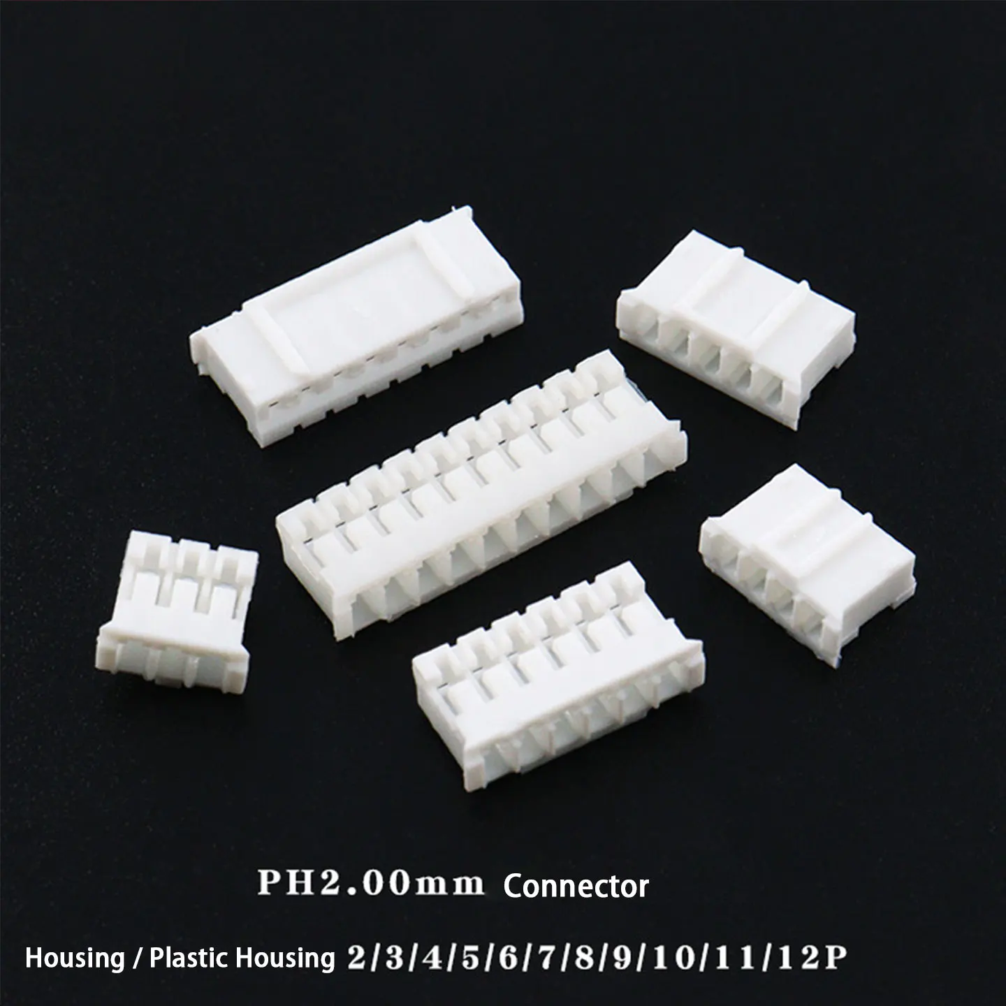 PH2.0 Connector Housing Male Plug 2.0mm Pitch 2P 3P 4P 5P 6P 7P 8P 9P 10P 11P 12P with Female Crimp Terminals for Wire-to-Board