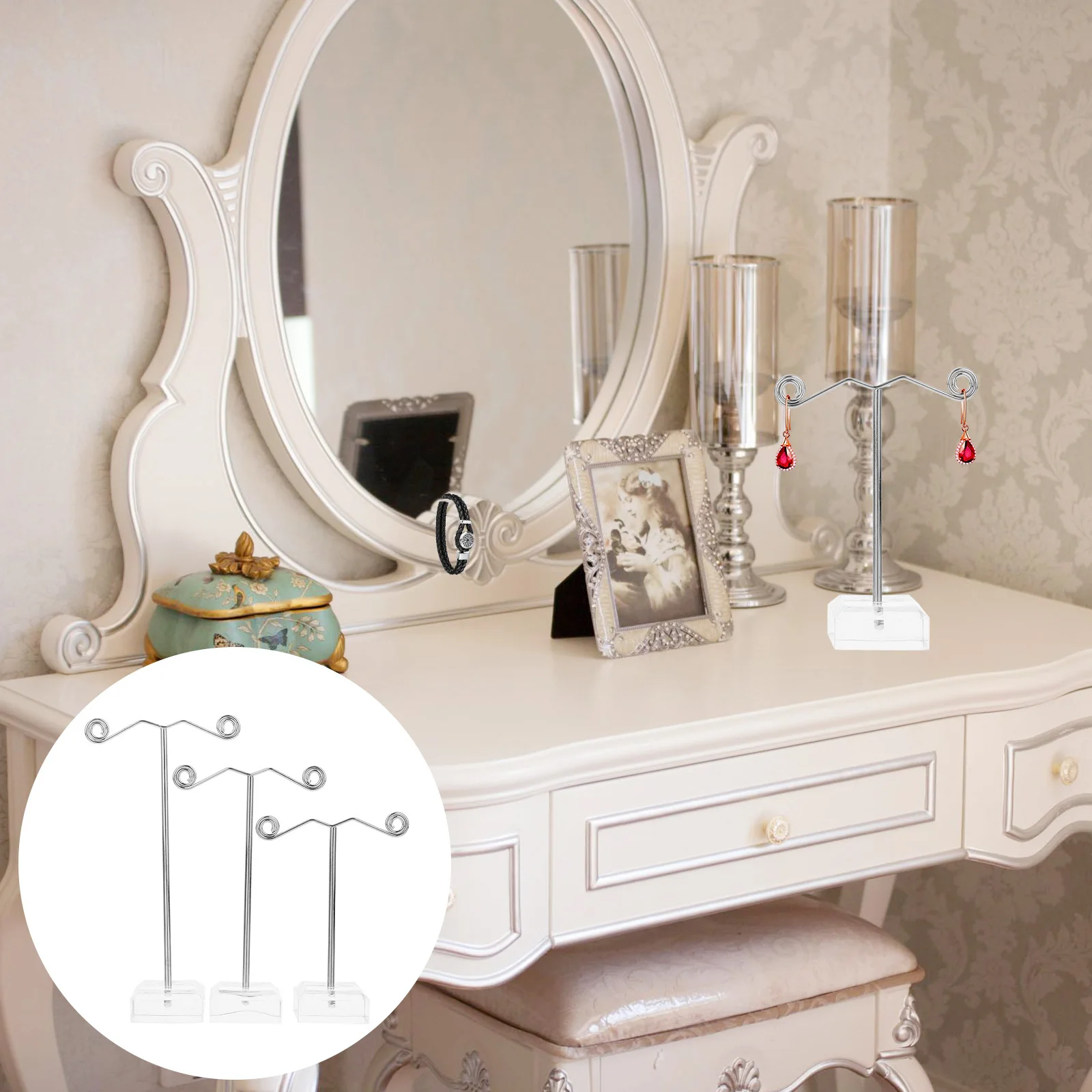

3Pcs Jewelry Display Holder Acrylic Earring Organizer Durable Countertop Desktop Rack for Earrings Storage Earring Organizer