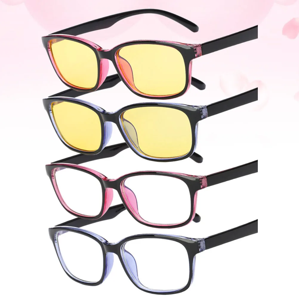 

4Pairs Light Glasses Pc Material Durable Comfortable Eye Protection Glasses for Computer Office Men Women