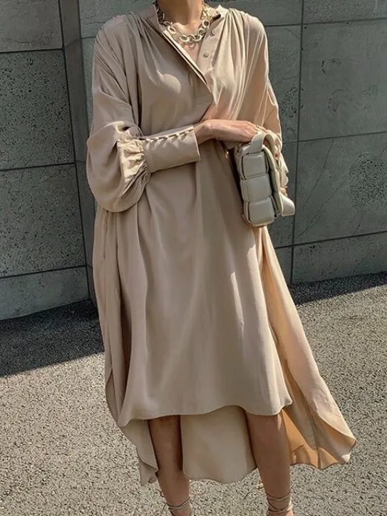 East Gate Ins Romantic Lazy Sle Lunghezza midi Loose irt Dr Coreano Sle Donna Dr Stagione estiva Faion Trend