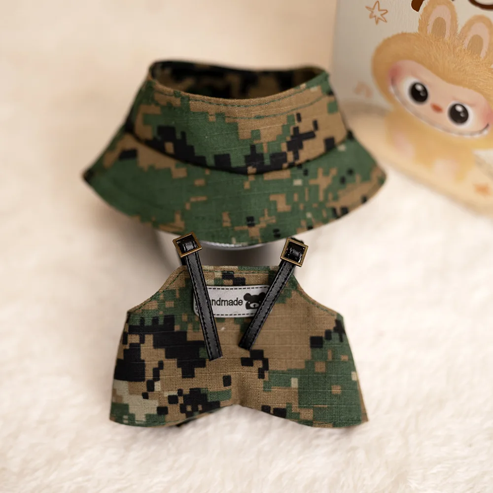 

For 15/17cm Labubu Doll Clothes Outfit Camouflage Suit Set Doll Accessories Changing Dress Sitting Party Game Gift DIY Toys