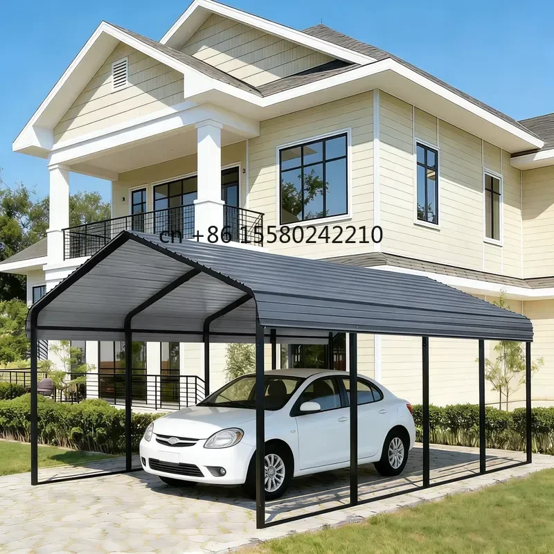 2026 hot 10x20 Single Car Outdoor Carbon Steel Carport Durable Color Steel Tile Roof Multi Scene DIY Prefabricated Parking