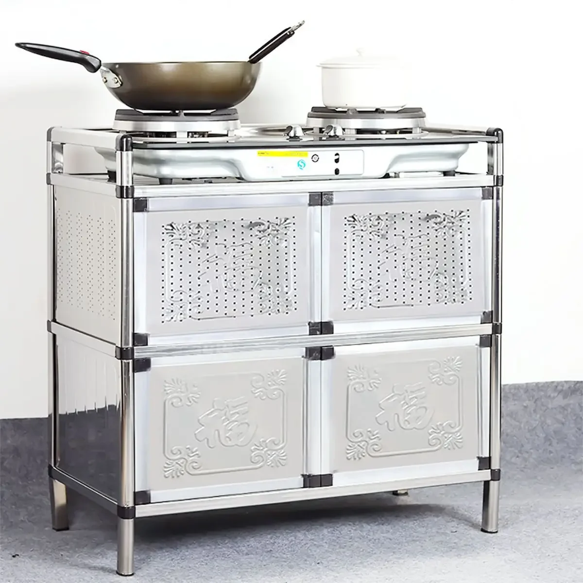 #Stainless steel cupboards Storage cabinets Stove storage cabinets Kitchen  Stove Household aluminum alloy cabin
