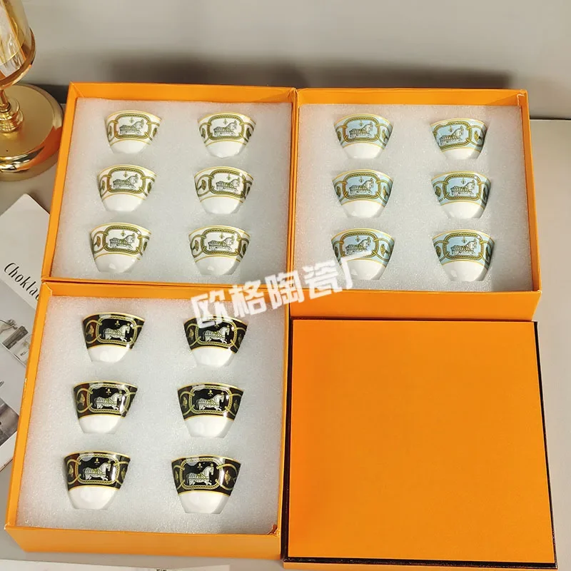 Elegant Porcelain Espresso Cups Set Six Piece Minimalist Style for Coffee Office Use Afternoon Tea