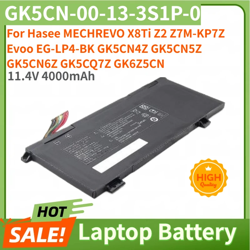 

Высококачественная аккумуляторная батарея для ноутбуков Hasee MECHREVO X8Ti Z2 Z7M-KP7Z GK5CN4Z GK5CN5Z GK5CN6Z GK5CQ7Z, 11.4V 4000mAh, модель GK5CN-00-13-3S1P-0