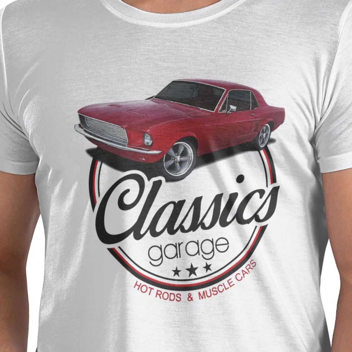 

Классическая футболка Garage Red Mustang из 100% хлопка, мужские забавные футболки, мужские футболки с круглым вырезом и коротким рукавом, S-6XL