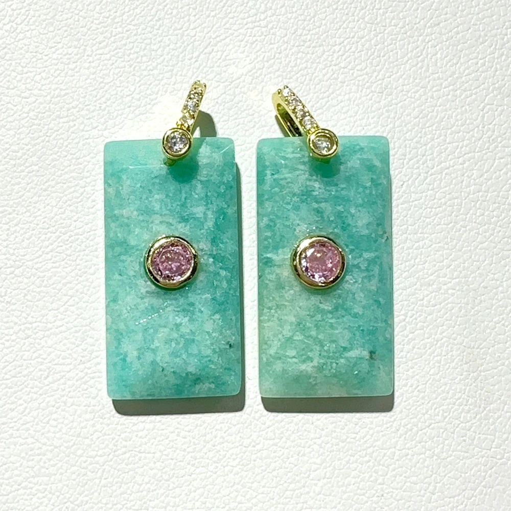 Naturstein Amethyst Tigerauge Labradorit mit Zirkonia eingelegter geometrischer Anhänger DIY Halskette Ohrringe Modeschmuck – Detail 11