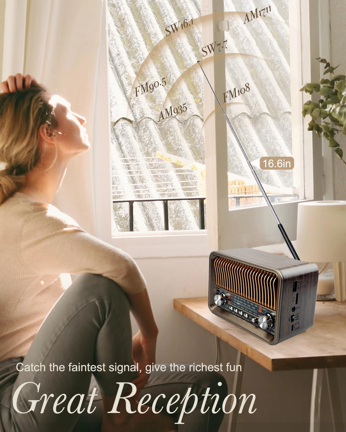 ﻿   الكلاسيكية الرجعية كامل النطاق راديو المحمولة FM AM SW أجهزة الراديو استقبال مصباح ليد جيب سمّاعات بلوتوث مكبرات الصوت TF USB مشغل موسيقى