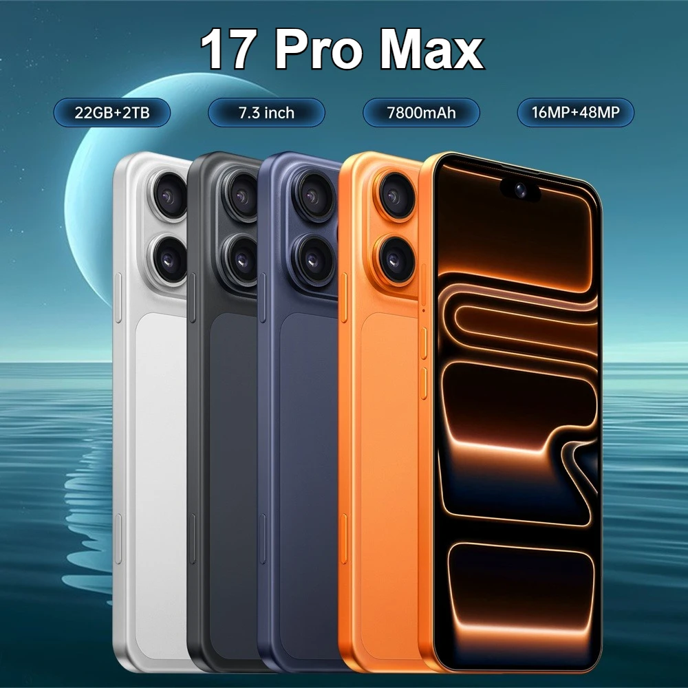 K-Touch Smartphone Android 5G For 17 Pro Max Smart Mobile Phones Dual Sim 22G+2TB Cell Phone Face Unlocked 7.3inch HD 5G Dual SIM 7800mAh Battery