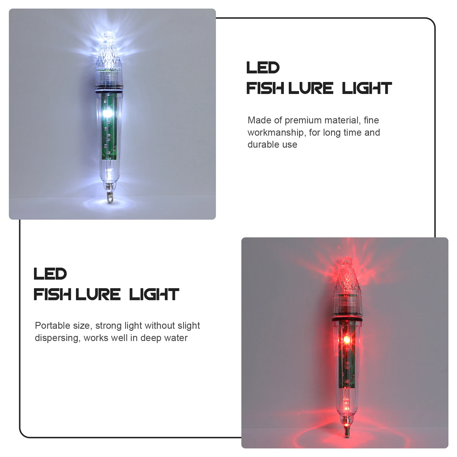 

2Pcs LED Fishing Lamp Polycarbon Resin Durable Night Glow Attract Fish Light Underwater Creative Novel Lure Ocean