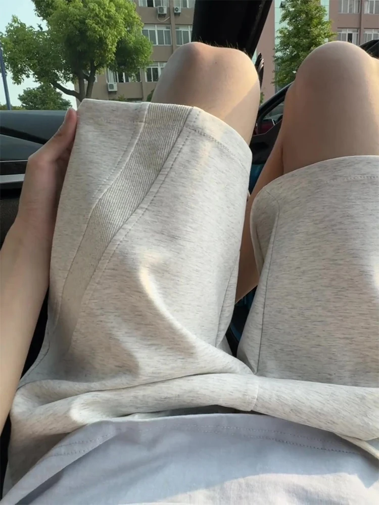 

White American Retro Sport Shorts Men's Summer Outdoor Wear Thread Splicing Pants Straight Loose Five-Quarter Mid-Pants