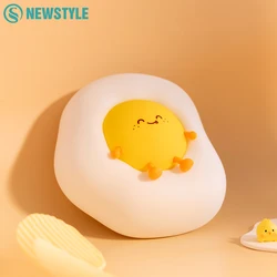 타이밍 기능이 있는 사랑스러운 계란 야간 조명, USB 충전식 침대 옆 침실 팻 수면 램프, 크리스마스 선물